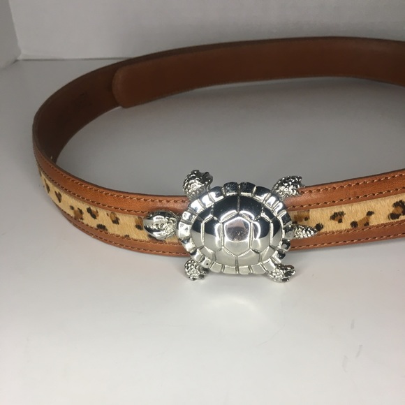 Terry Stacks Leopard Calf Hair Turtle Buckle Belt size XL - Picture 3 of 16